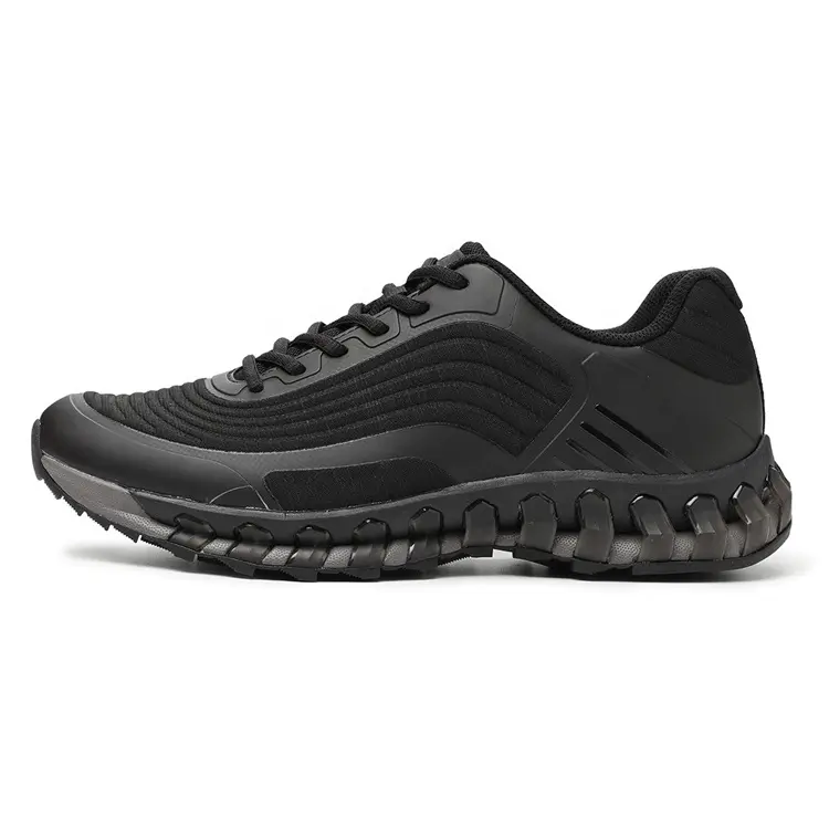 China Lace-up Black Anti-Slippery Wear Resistant Casual Sport Walking Running Sneaker Shoes